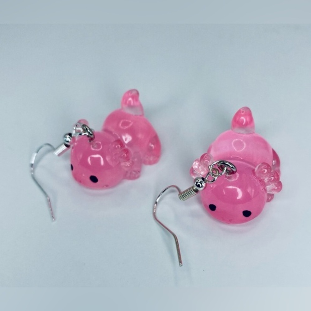 NWT - Glow in the dark! Pink axolotl dangle earrings set